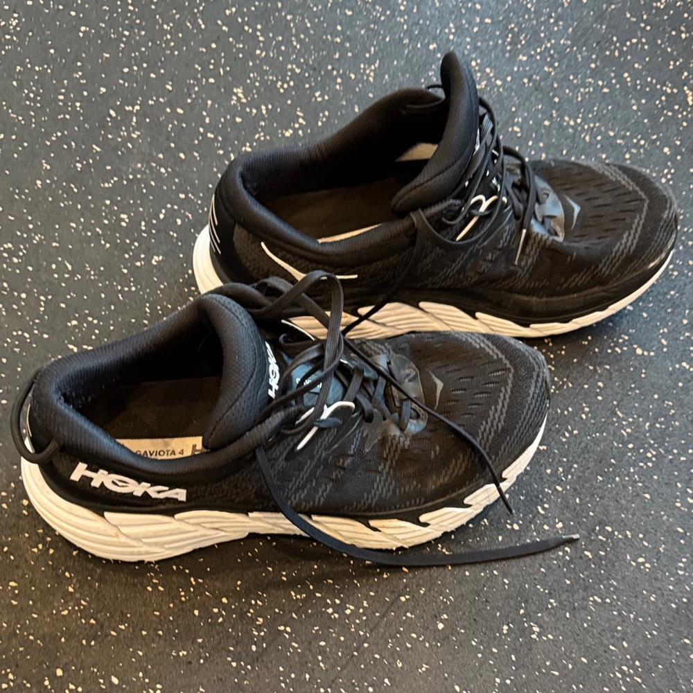 Hoka Black and White Athletic Shoes